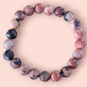 Pink Zebra Gemstone Bracelet Pink/Black